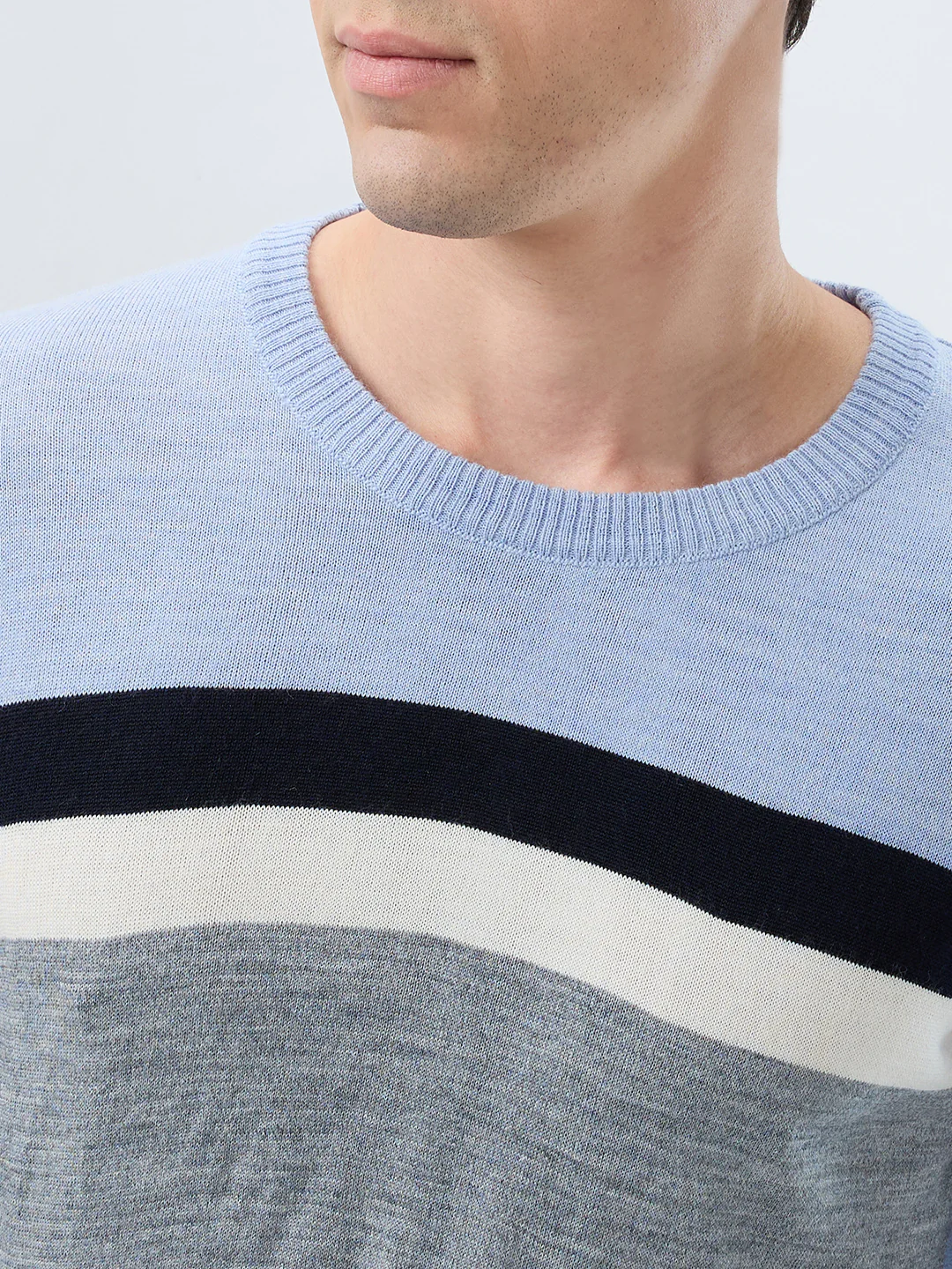 Raymond Men Blue Stripe Acrylic Blend Sweatshirt - Image 6