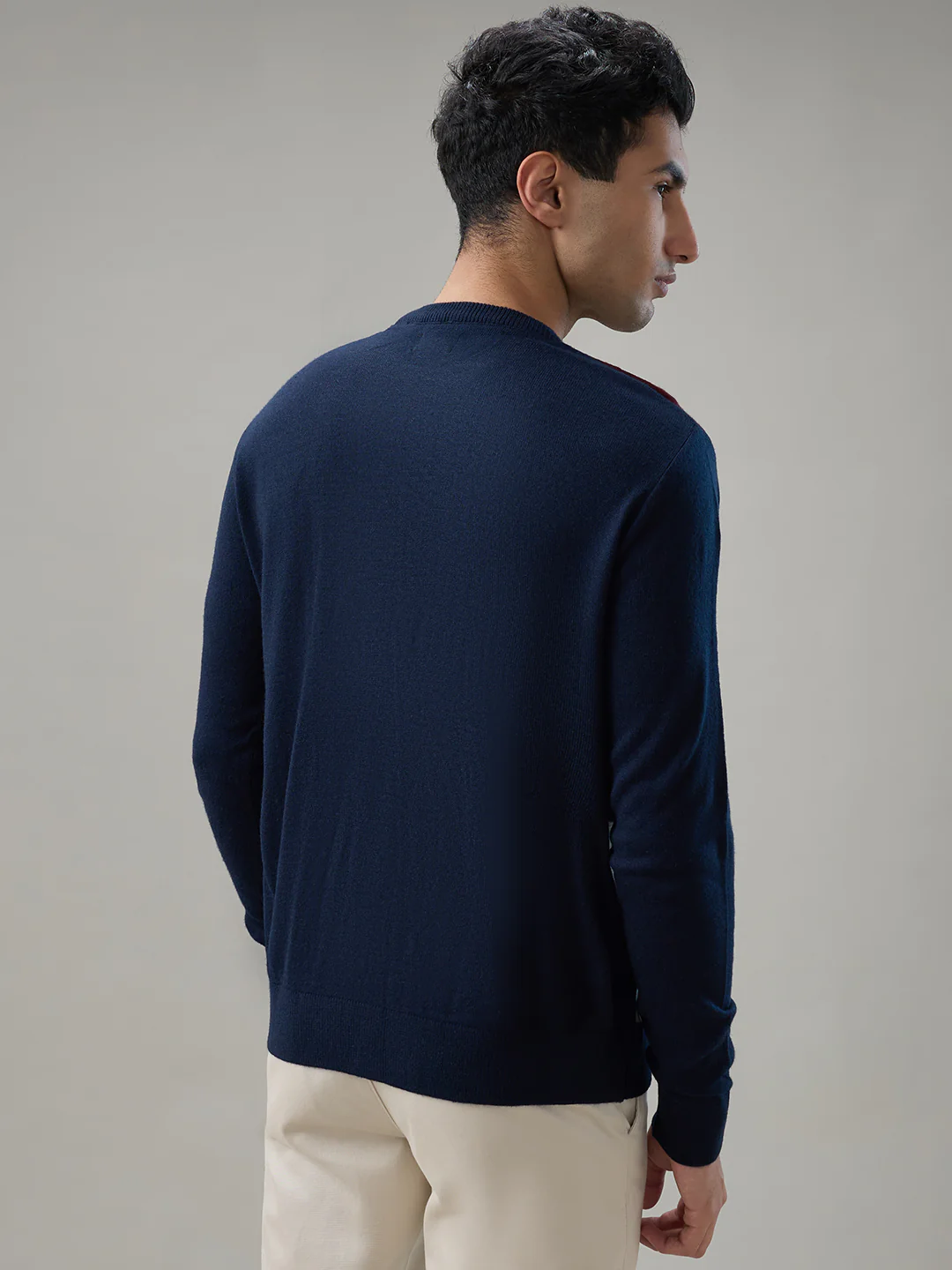 Raymond Men Blue Stripe Acrylic Sweatshirt - Image 4