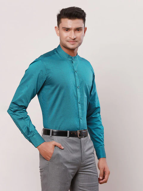 Raymond Men Blue Stripe Contemporary Fit Cotton Formal Shirts - Image 2