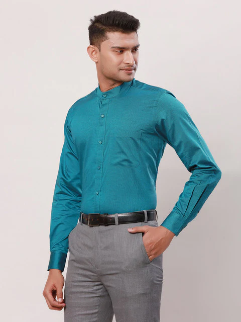 Raymond Men Blue Stripe Contemporary Fit Cotton Formal Shirts - Image 3