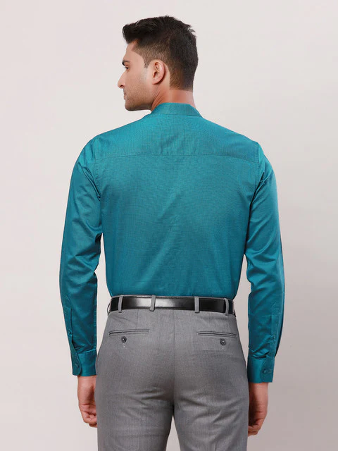Raymond Men Blue Stripe Contemporary Fit Cotton Formal Shirts - Image 4