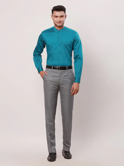 Raymond Men Blue Stripe Contemporary Fit Cotton Formal Shirts - Image 5