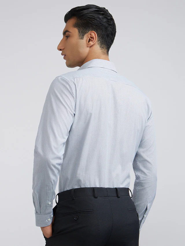 Raymond Men Blue Stripe Slim Fit Cotton Shirts - Image 5