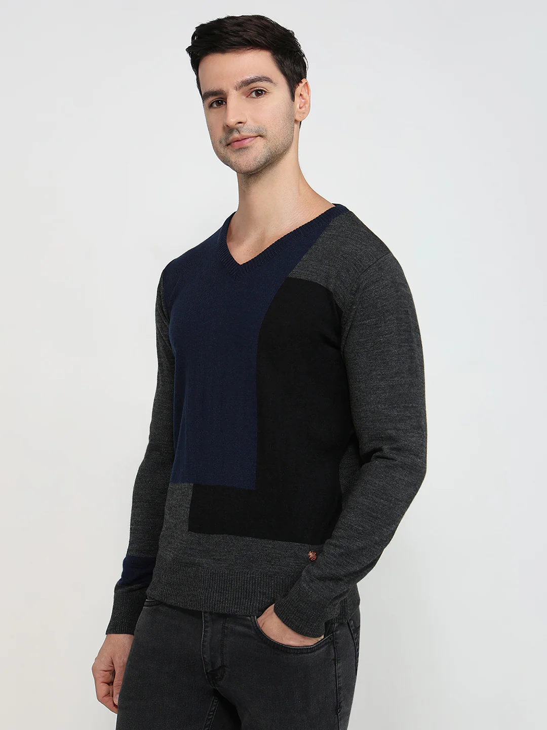 Raymond Men Blue Structure Acrylic Blend Sweatshirt - Image 2