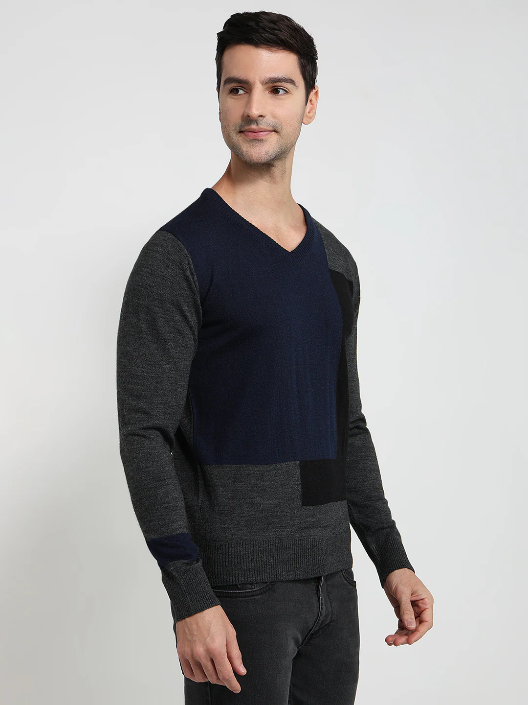 Raymond Men Blue Structure Acrylic Blend Sweatshirt - Image 3