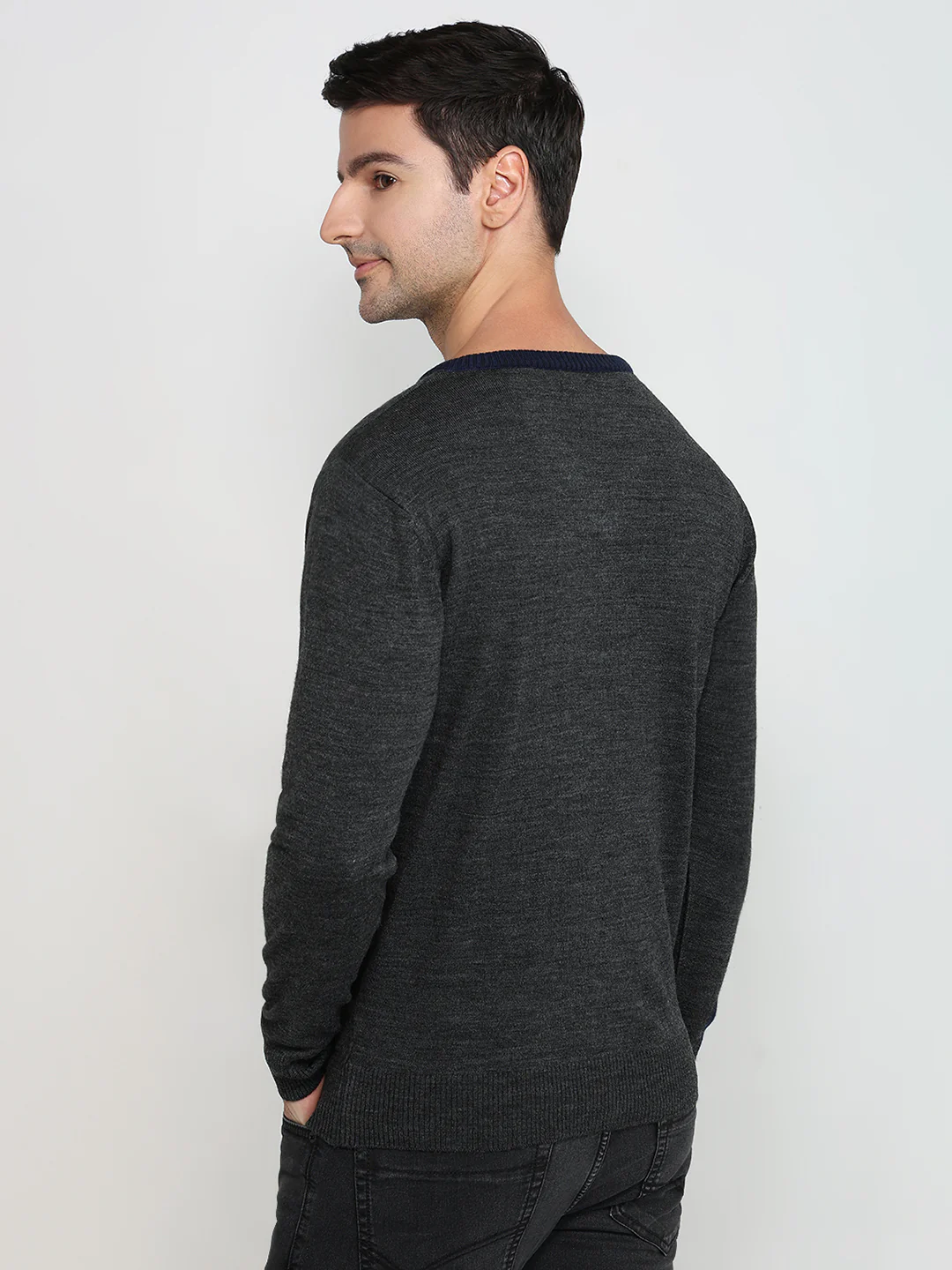 Raymond Men Blue Structure Acrylic Blend Sweatshirt - Image 4