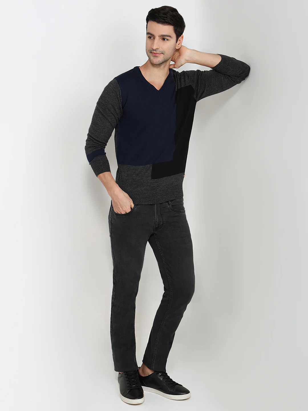 Raymond Men Blue Structure Acrylic Blend Sweatshirt - Image 5