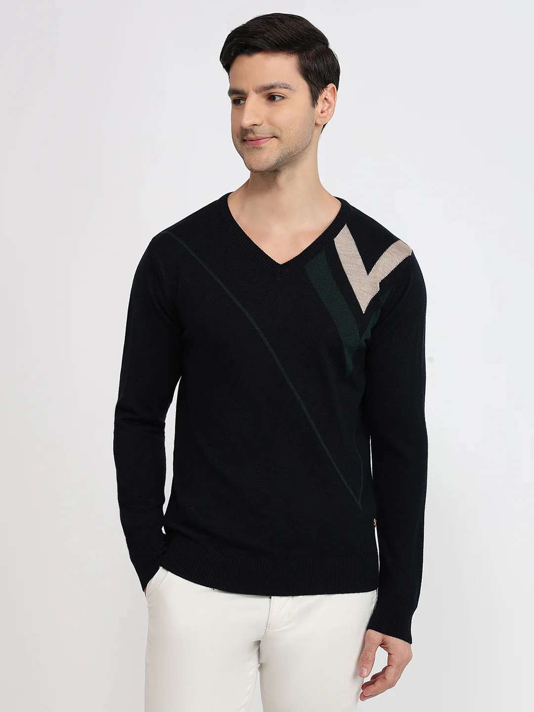 Raymond Men Blue Structure Acrylic Sweatshirt