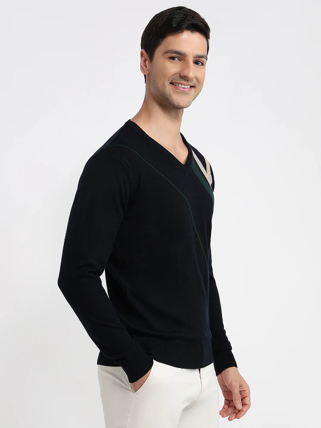 Raymond Men Blue Structure Acrylic Sweatshirt - Image 3