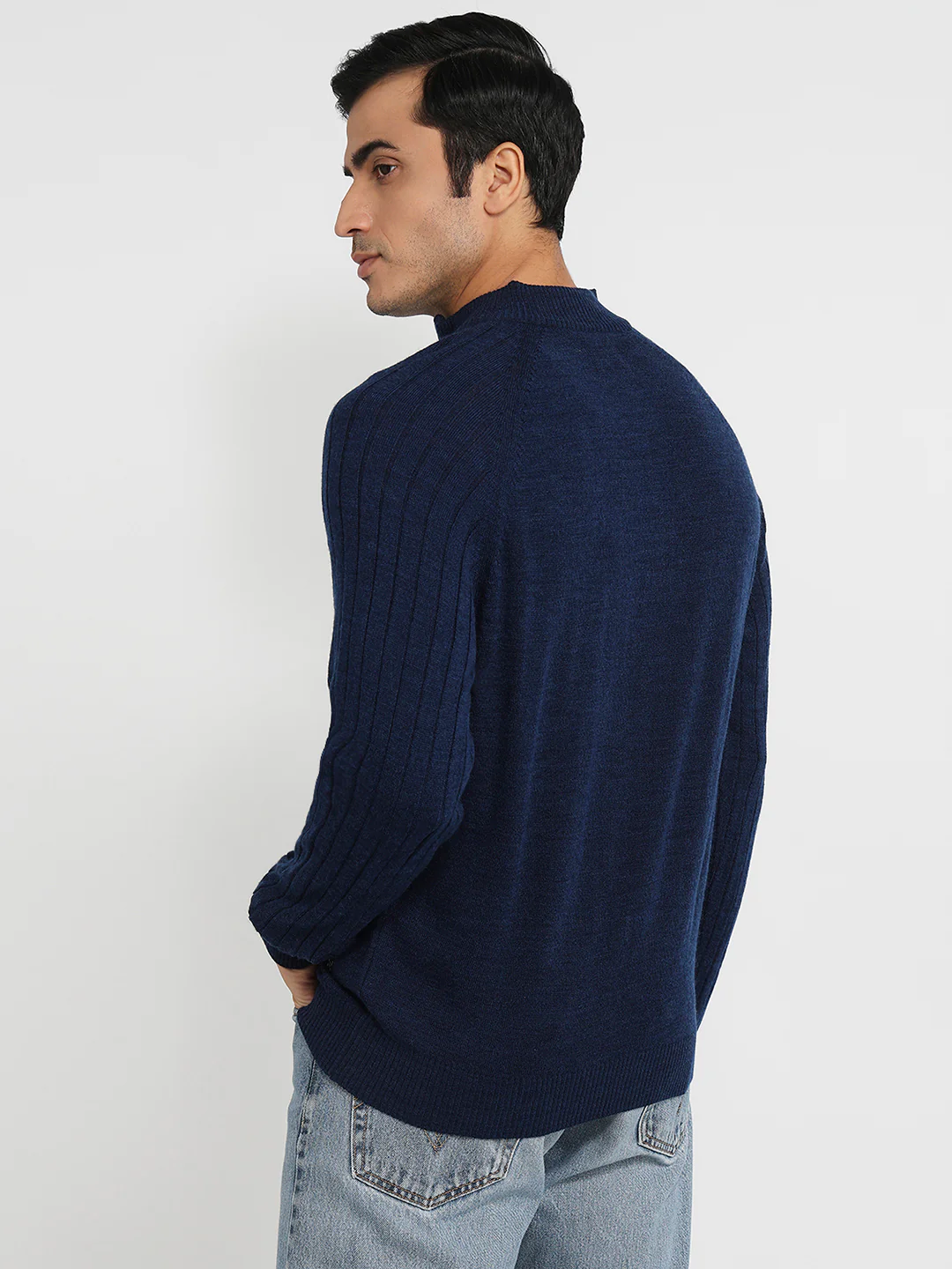 Raymond Men Blue Structure Acrylic Sweatshirt - Image 4