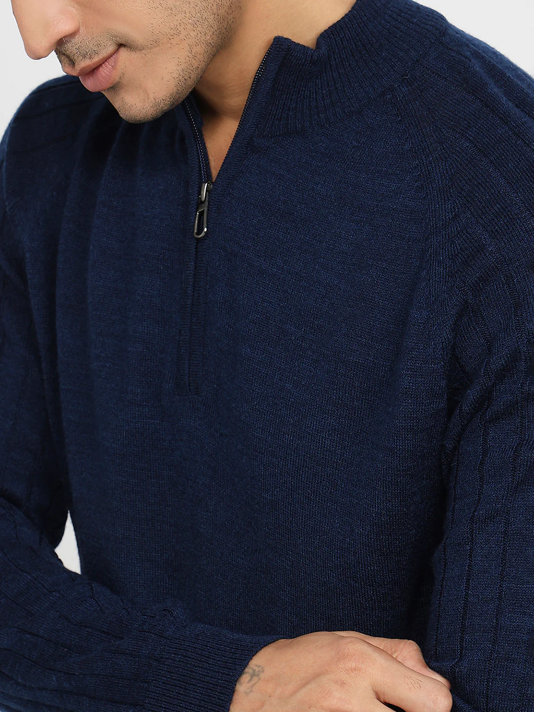 Raymond Men Blue Structure Acrylic Sweatshirt - Image 6