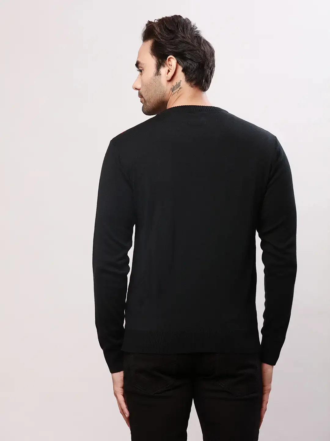 Raymond Men Blue Structure Cable Acrylic Blend Sweaters - Image 4