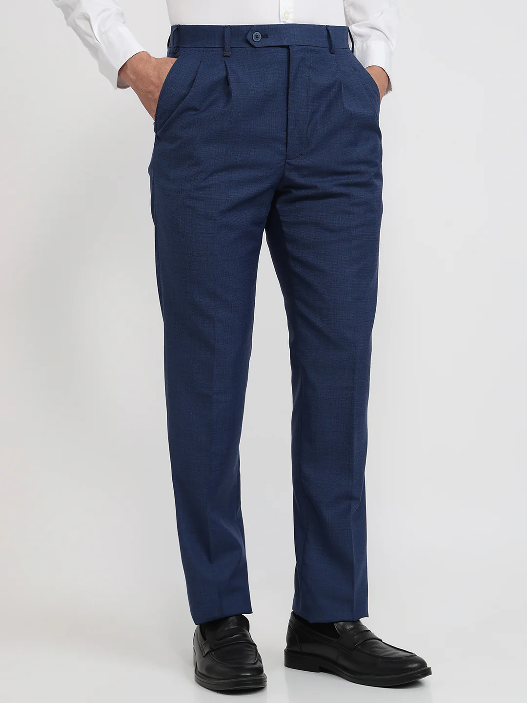 Raymond Men Blue Structure Classic Fit Polyester Blend Trouser - Image 3