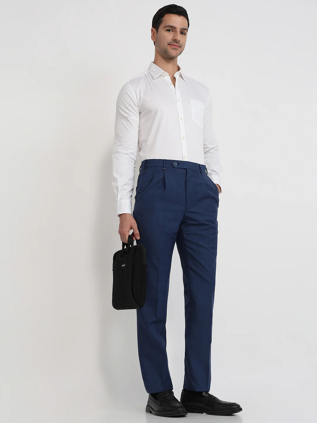 Raymond Men Blue Structure Classic Fit Polyester Blend Trouser - Image 5