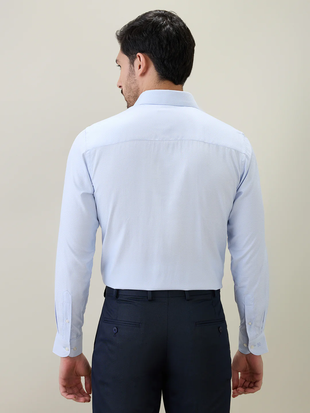 Raymond Men Blue Structure Contemporary Fit Bamboo Blend Shirt - Image 4