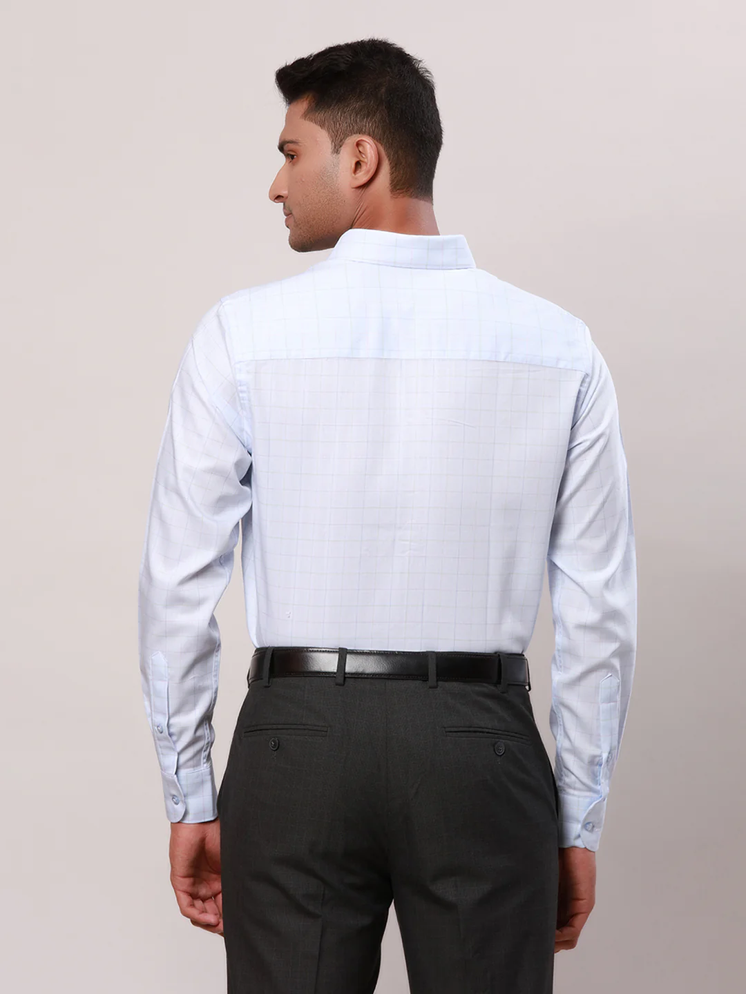 Raymond Men Blue Structure Contemporary Fit Cotton Blend Shirt - Image 4