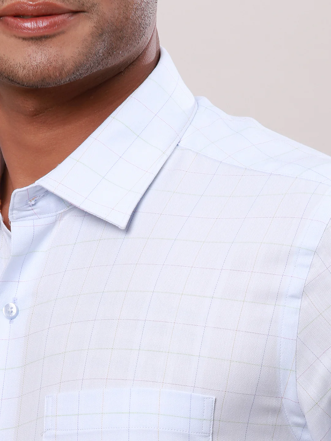 Raymond Men Blue Structure Contemporary Fit Cotton Blend Shirt - Image 6
