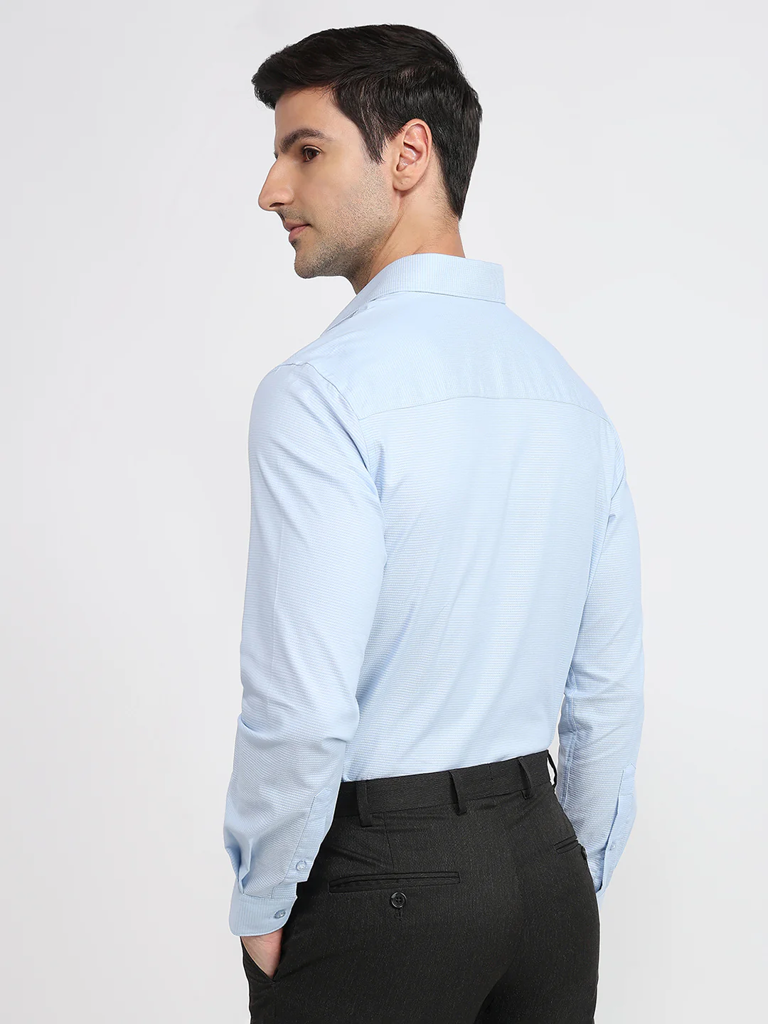 Raymond Men Blue Structure Contemporary Fit Cotton Formal Shirt - Image 4