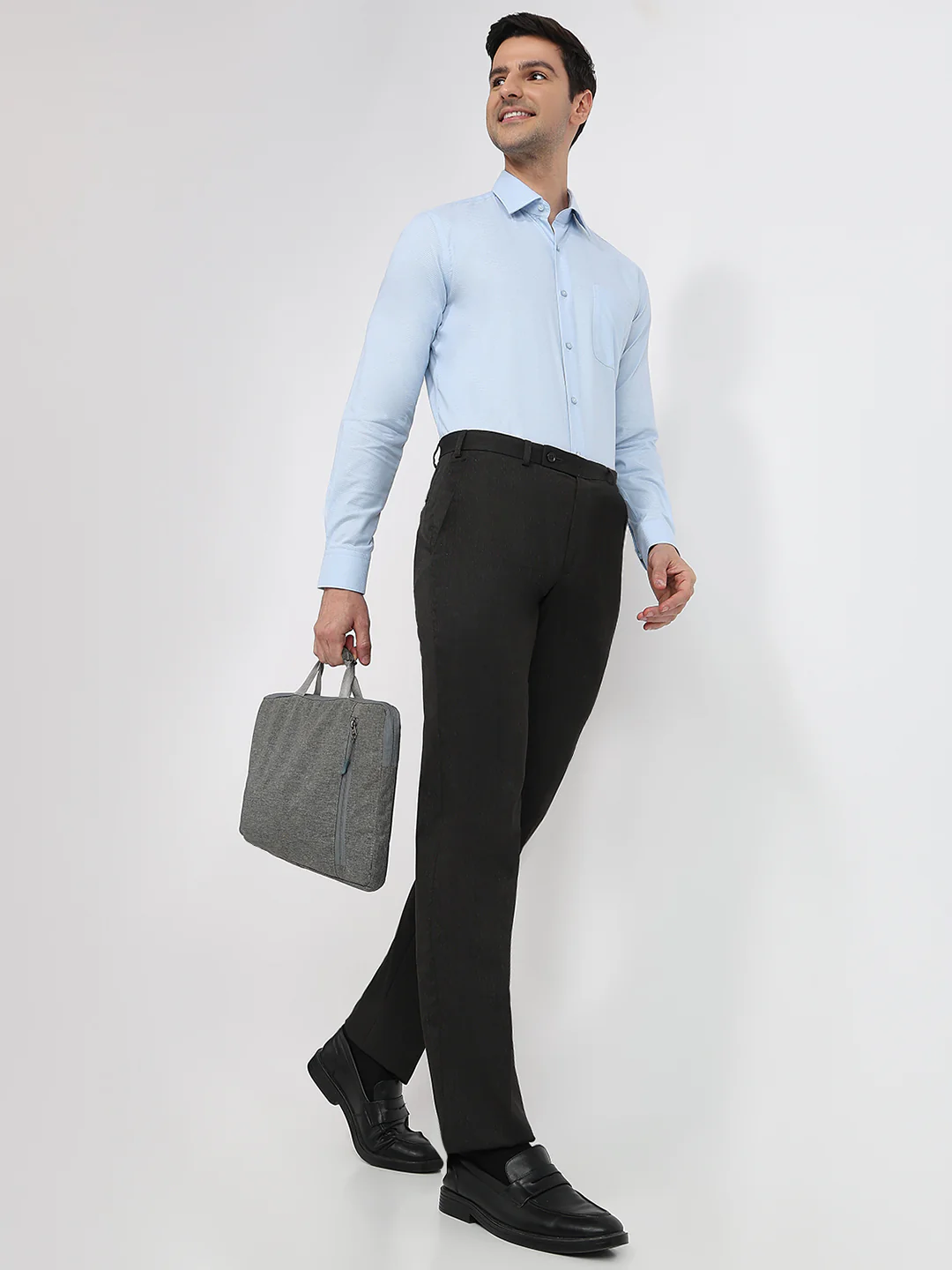 Raymond Men Blue Structure Contemporary Fit Cotton Formal Shirt - Image 5