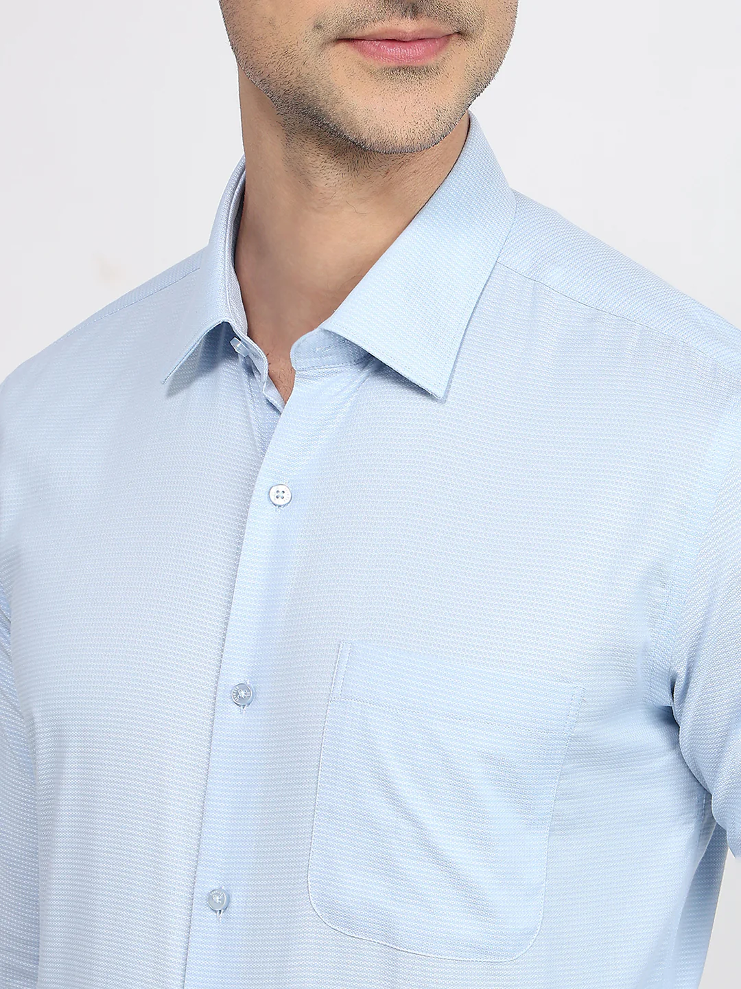 Raymond Men Blue Structure Contemporary Fit Cotton Formal Shirt - Image 6