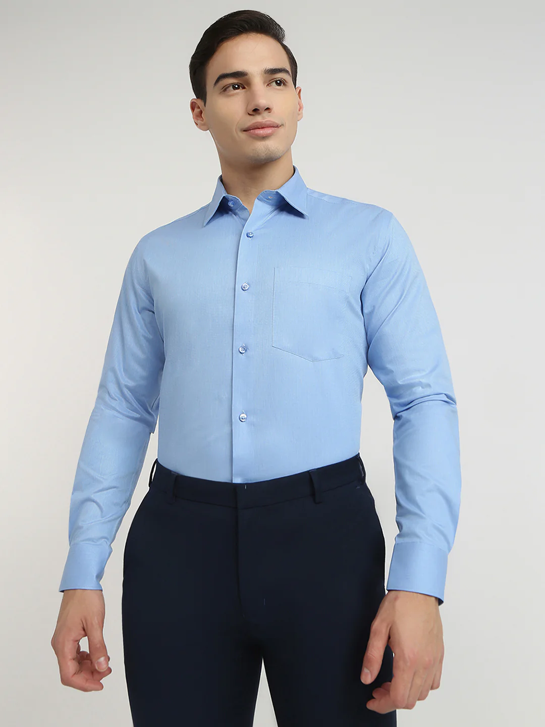 Raymond Men Blue Structure Contemporary Fit Cotton Shirt