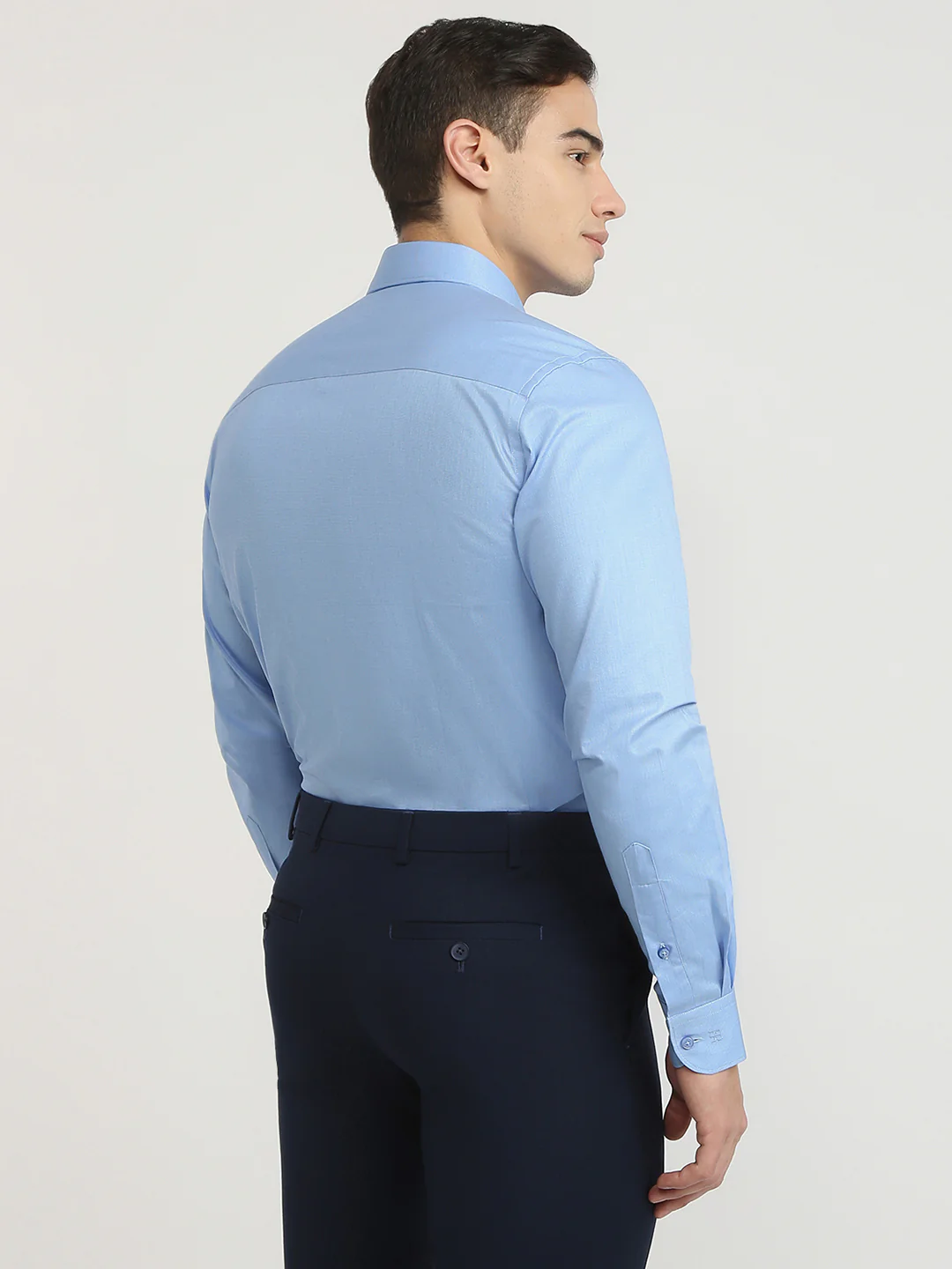 Raymond Men Blue Structure Contemporary Fit Cotton Shirt - Image 4