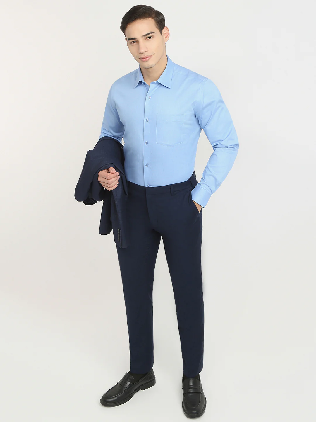 Raymond Men Blue Structure Contemporary Fit Cotton Shirt - Image 5