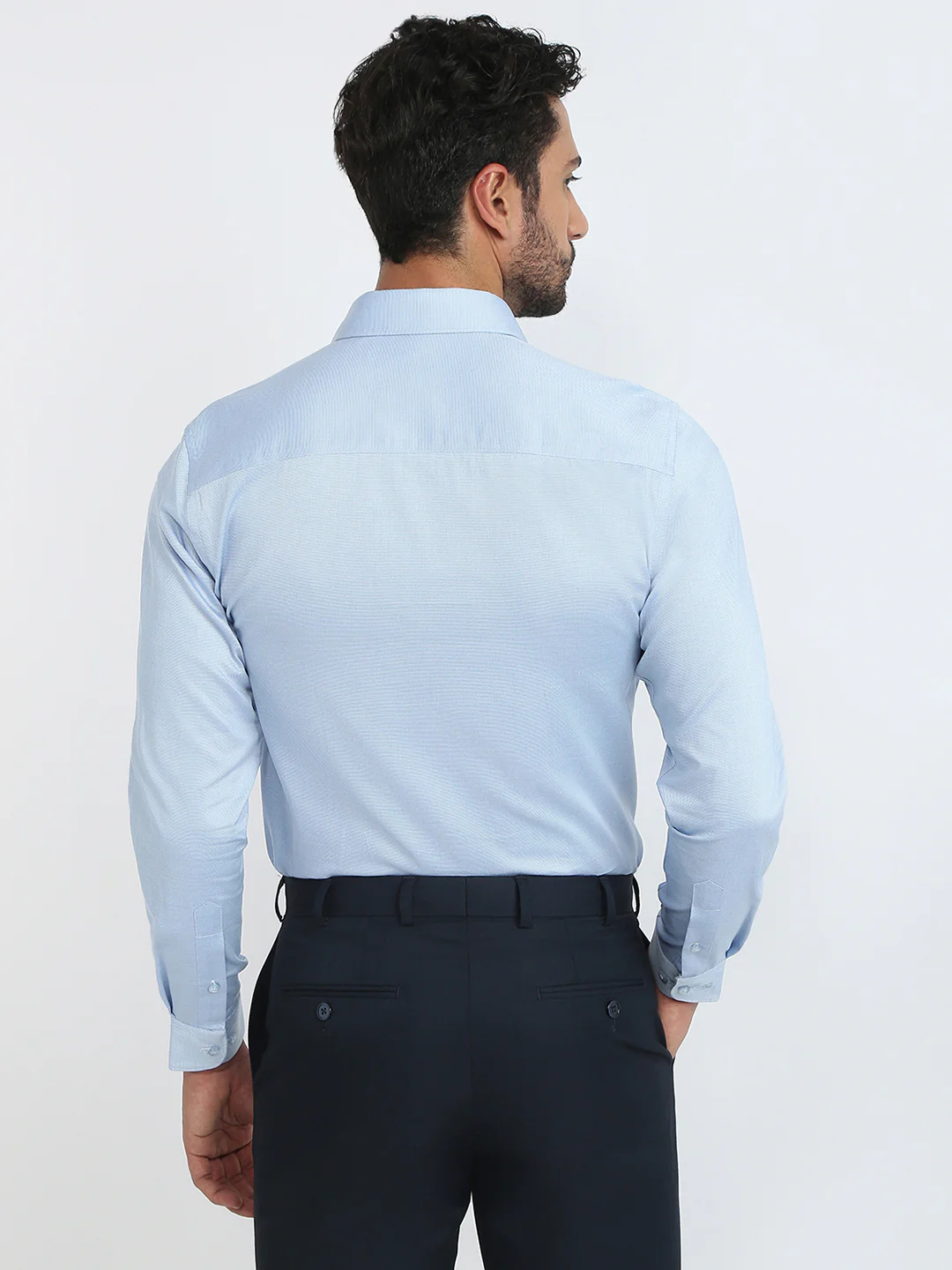 Raymond Men Blue Structure Contemporary Fit Cotton Shirt - Image 4