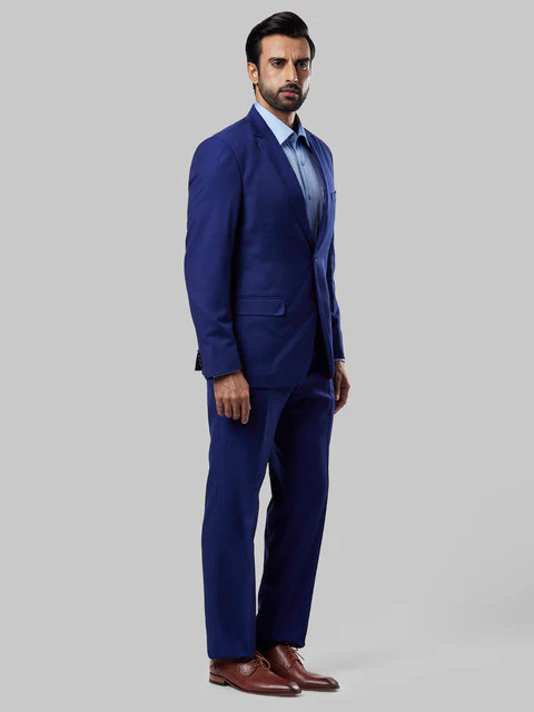 Raymond Men Blue Structure Contemporary Fit Polyester Blend Suit - Image 2