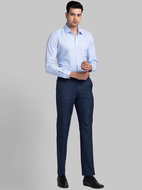 Raymond Men Blue Structure Contemporary Fit Polyester Blend Trouser - Image 5