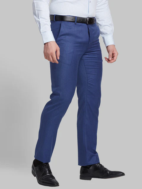 Raymond Men Blue Structure Contemporary Fit Polyester Blend Trouser - Image 2
