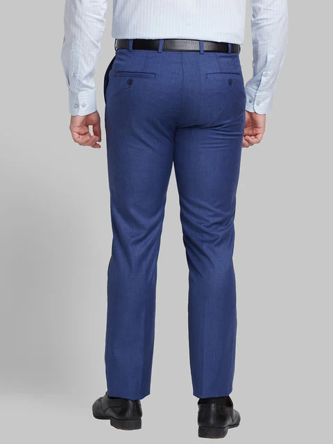 Raymond Men Blue Structure Contemporary Fit Polyester Blend Trouser - Image 4