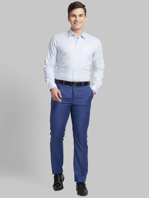 Raymond Men Blue Structure Contemporary Fit Polyester Blend Trouser - Image 5