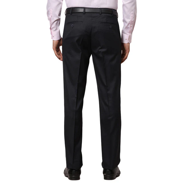 Raymond Men Blue Structure Contemporary Fit Polyester Blend Trouser - Image 4