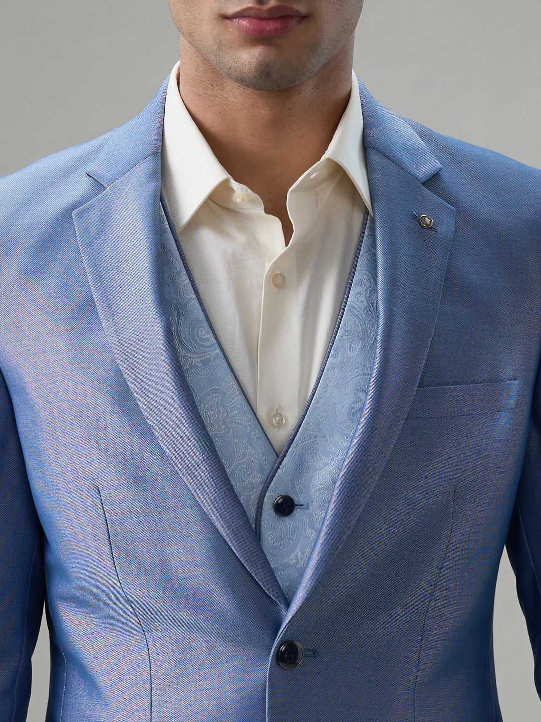 Raymond Men Blue Contemporary Fit Structure Formal Suit - Image 6