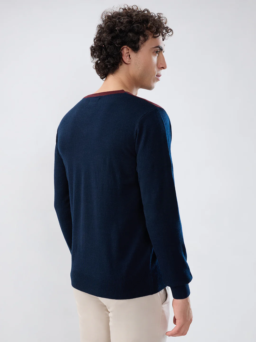 Raymond Men Blue Structure Regular Fit Acrylic Sweatshirt - Image 4