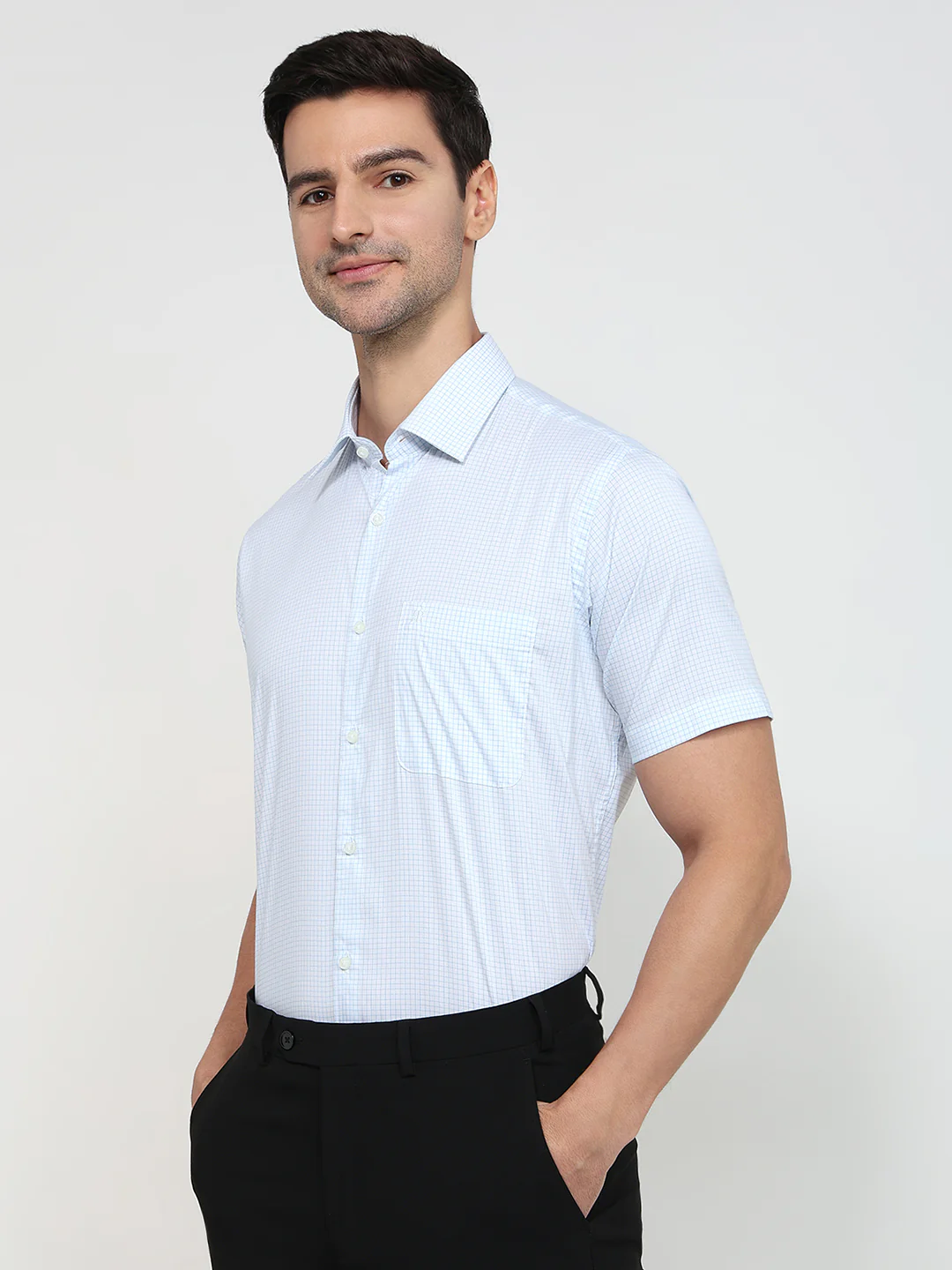 Raymond Men Blue Structure Regular Fit Cotton Blend Formal Shirt - Image 2
