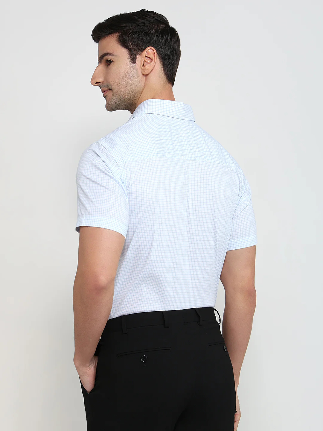 Raymond Men Blue Structure Regular Fit Cotton Blend Formal Shirt - Image 4