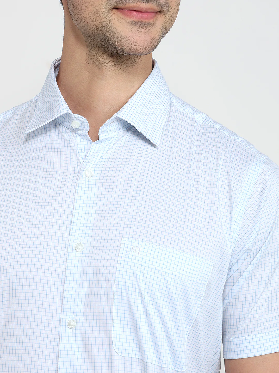 Raymond Men Blue Structure Regular Fit Cotton Blend Formal Shirt - Image 6