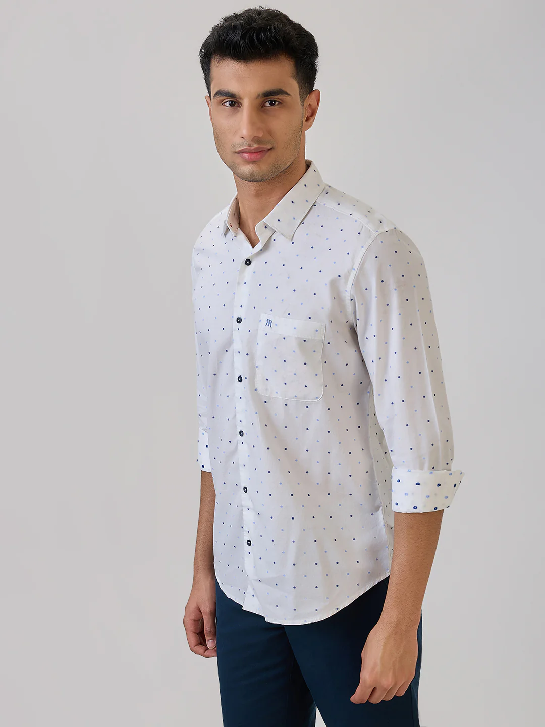 Raymond Men Blue Structure Regular Fit Cotton Casual Shirt - Image 3