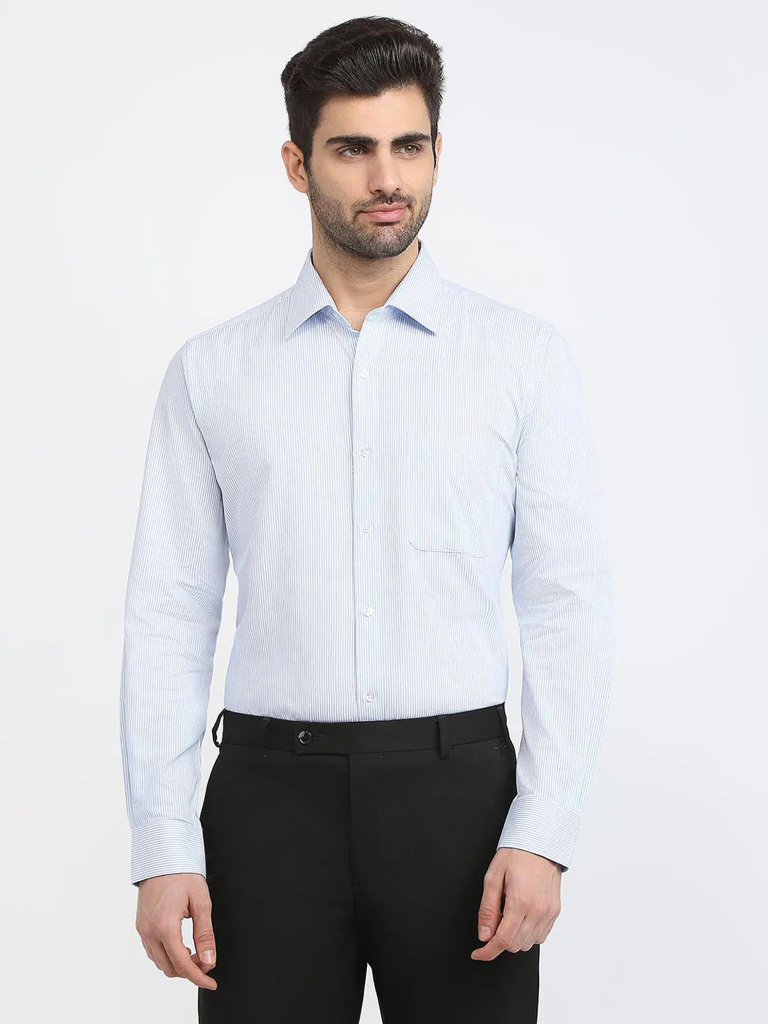 Raymond Men Blue Structure Regular Fit Cotton Formal Shirt