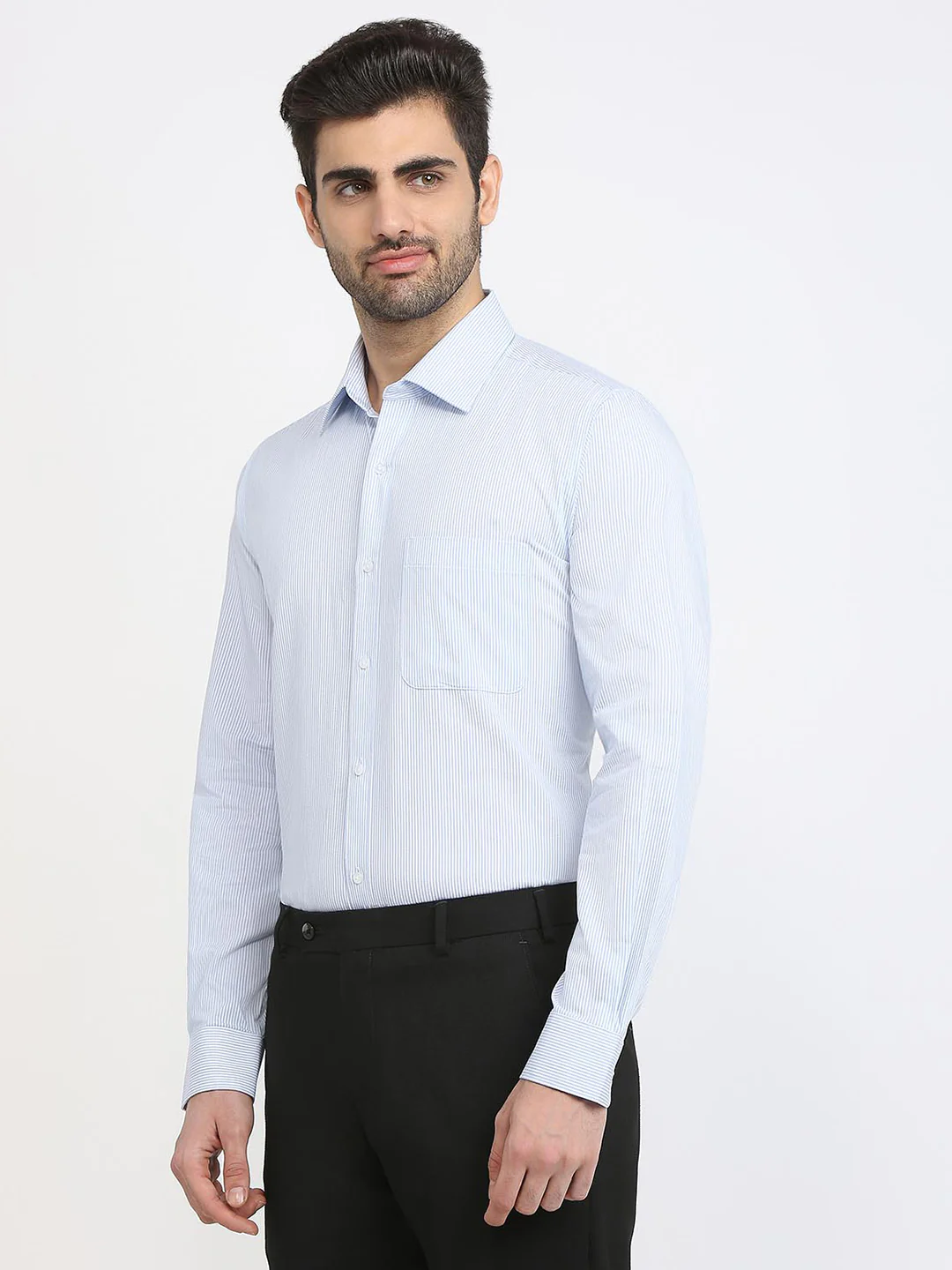 Raymond Men Blue Structure Regular Fit Cotton Formal Shirt - Image 2