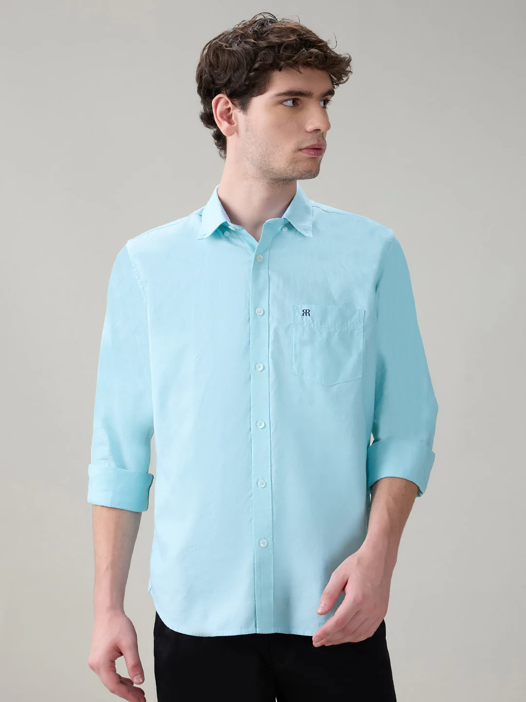 Raymond Men Blue Structure Regular Fit Cotton Full Sleeve Casual Shirt
