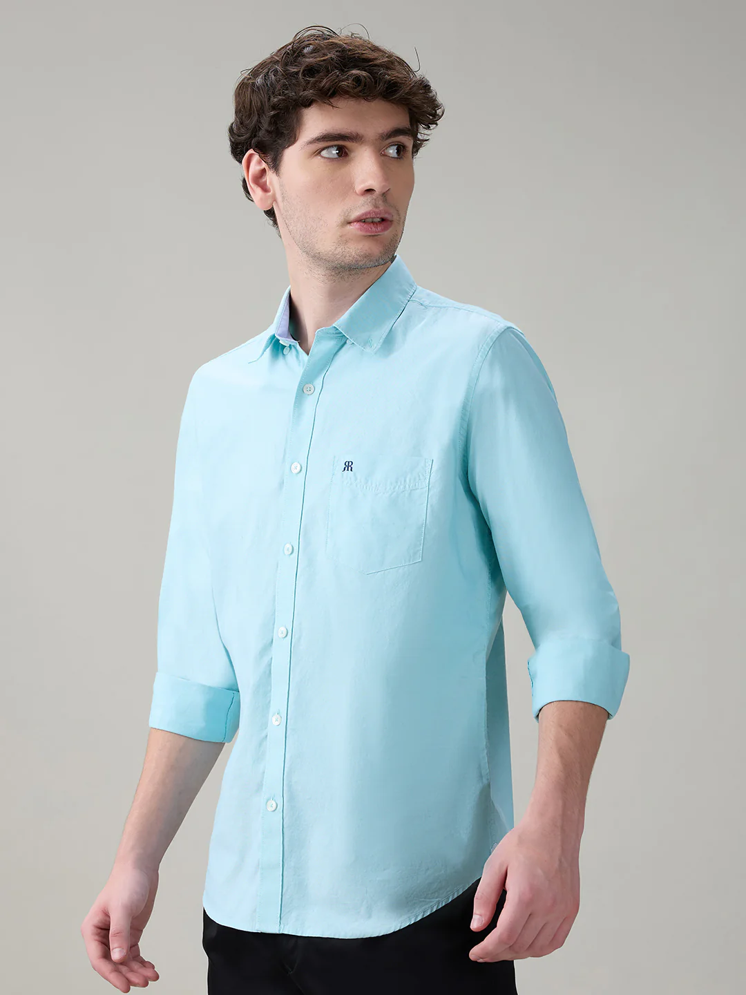 Raymond Men Blue Structure Regular Fit Cotton Full Sleeve Casual Shirt - Image 3