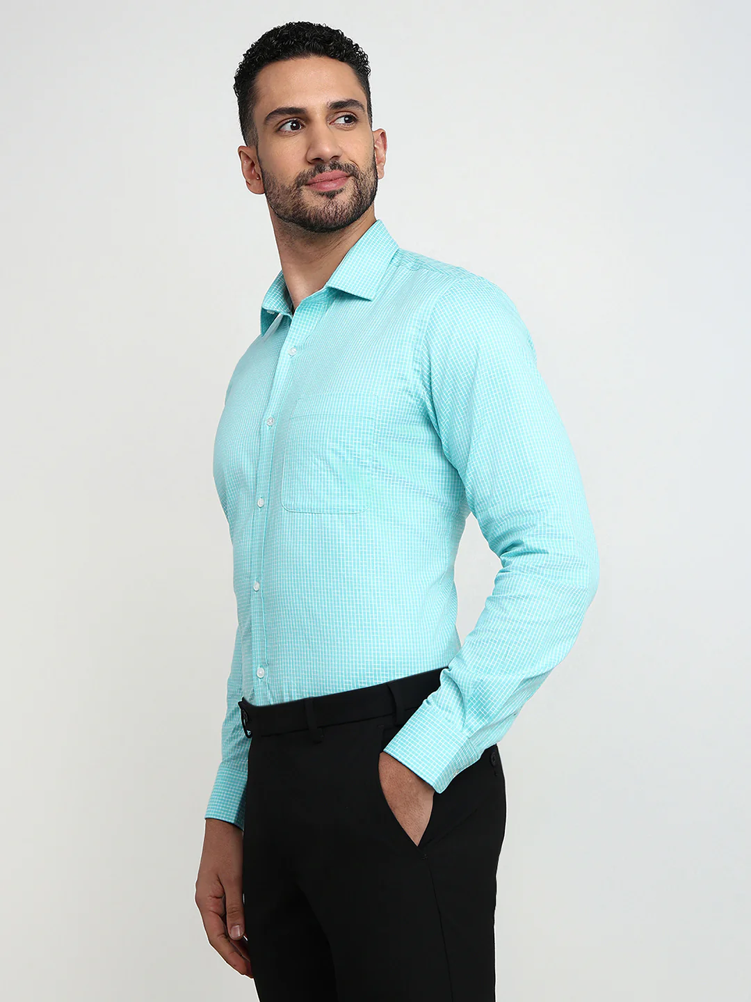 Raymond Men Blue Structure Regular Fit Cotton Full Sleeve Formal Shirt - Image 2