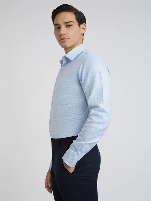 Raymond Men Blue Structure Regular Fit Cotton Shirt - Image 3