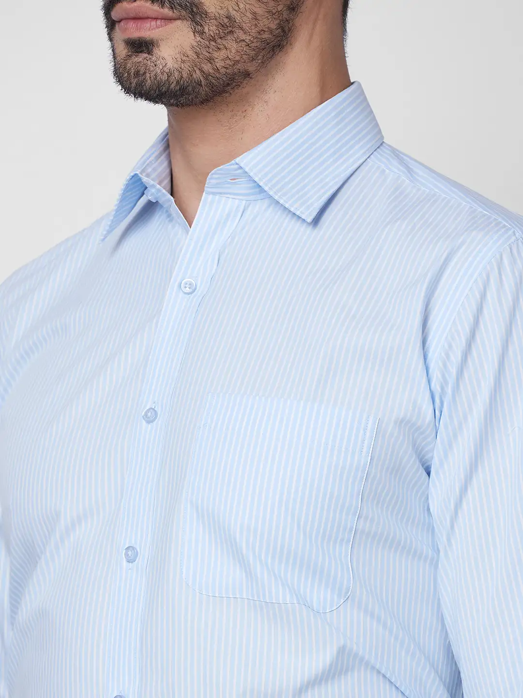 Raymond Men Blue Structure Regular Fit Cotton Shirt - Image 6