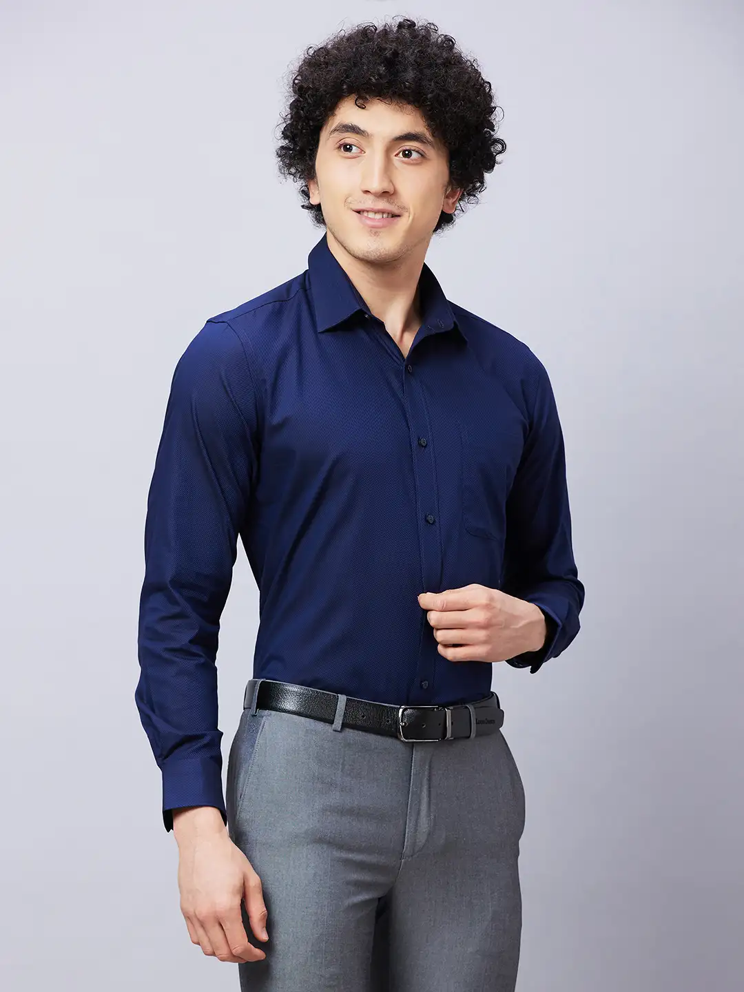 Raymond Men Blue Structure Regular Fit Cotton Shirts - Image 2