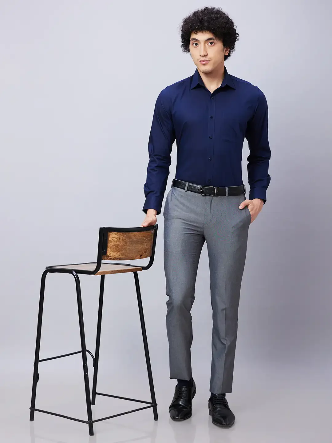 Raymond Men Blue Structure Regular Fit Cotton Shirts - Image 6