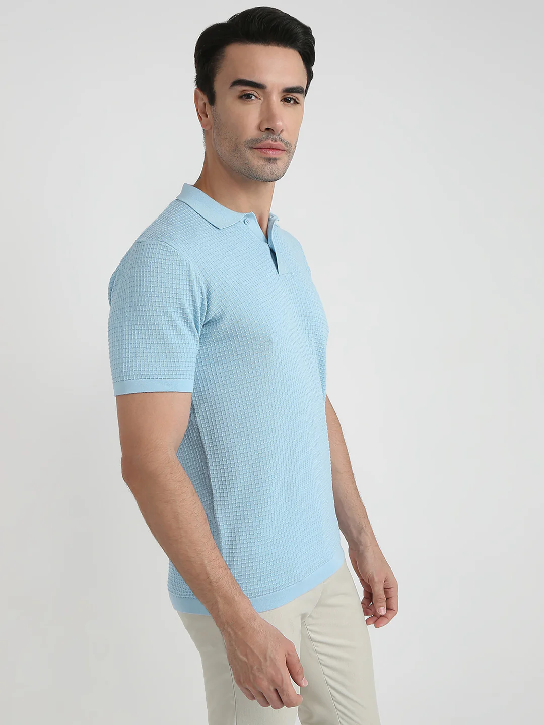 Raymond Men Blue Structure Regular Fit Cotton T-Shirt - Image 3